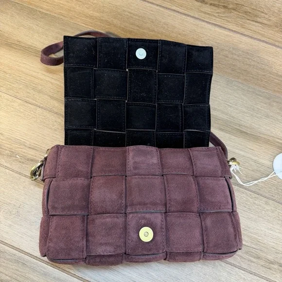 Purple Genuine Suede Leather Crossbody Bag - Made In Italy - Picture 4 of 10